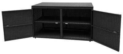 Outdoor Wicker Storage Box Garden Deck Box with Steel Frame