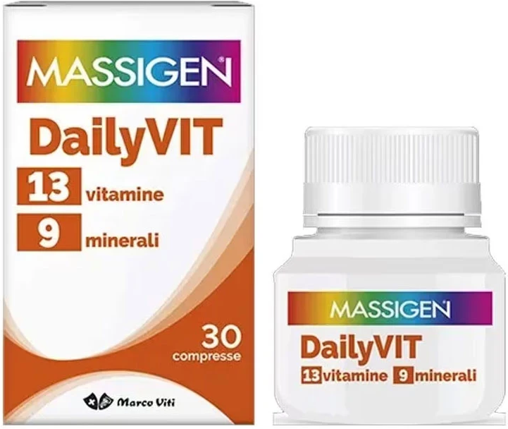 MARCO VITI FARMACEUTICI SpA Massigen Dailyvit+, 13 Vitamine 9 Minerali, 30 Compresse