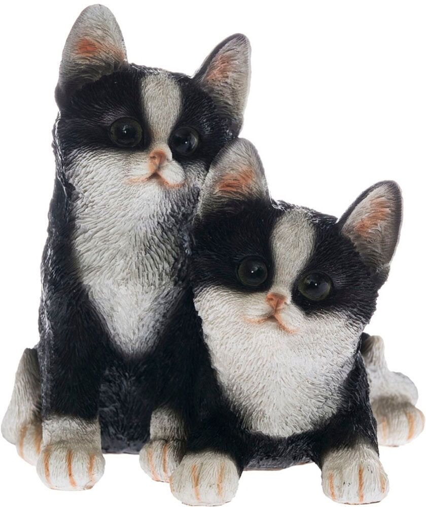 Dekofigur "Katzenkinder", schwarz (schwarz, weiß), B:19cm H:17cm T:18cm, Polyresin (Kunststein), MYFLAIR MÖBEL & ACCESSOIRES, Dekofiguren, Dekofigur, gelb/weiß getigert, Wohnzimmer