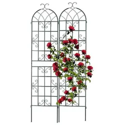 relaxdays 2er-Set Rankgitter Metall 220 cm grün silber