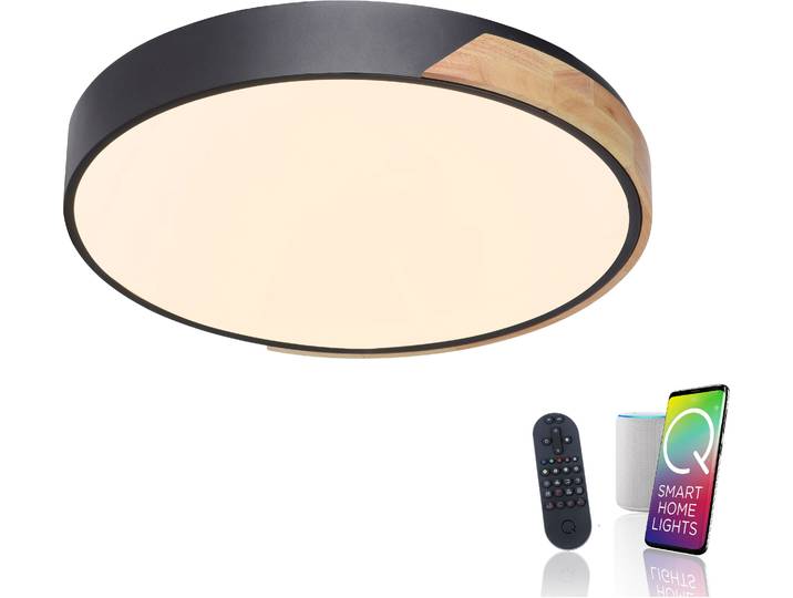 LED Deckenleuchte Q-BILA , schwarz, 1, Ø 51cm, 1 Stk., NEUHAUS Q SMART HOME LIGHTS, Leuchten, LED Deckenleuchte