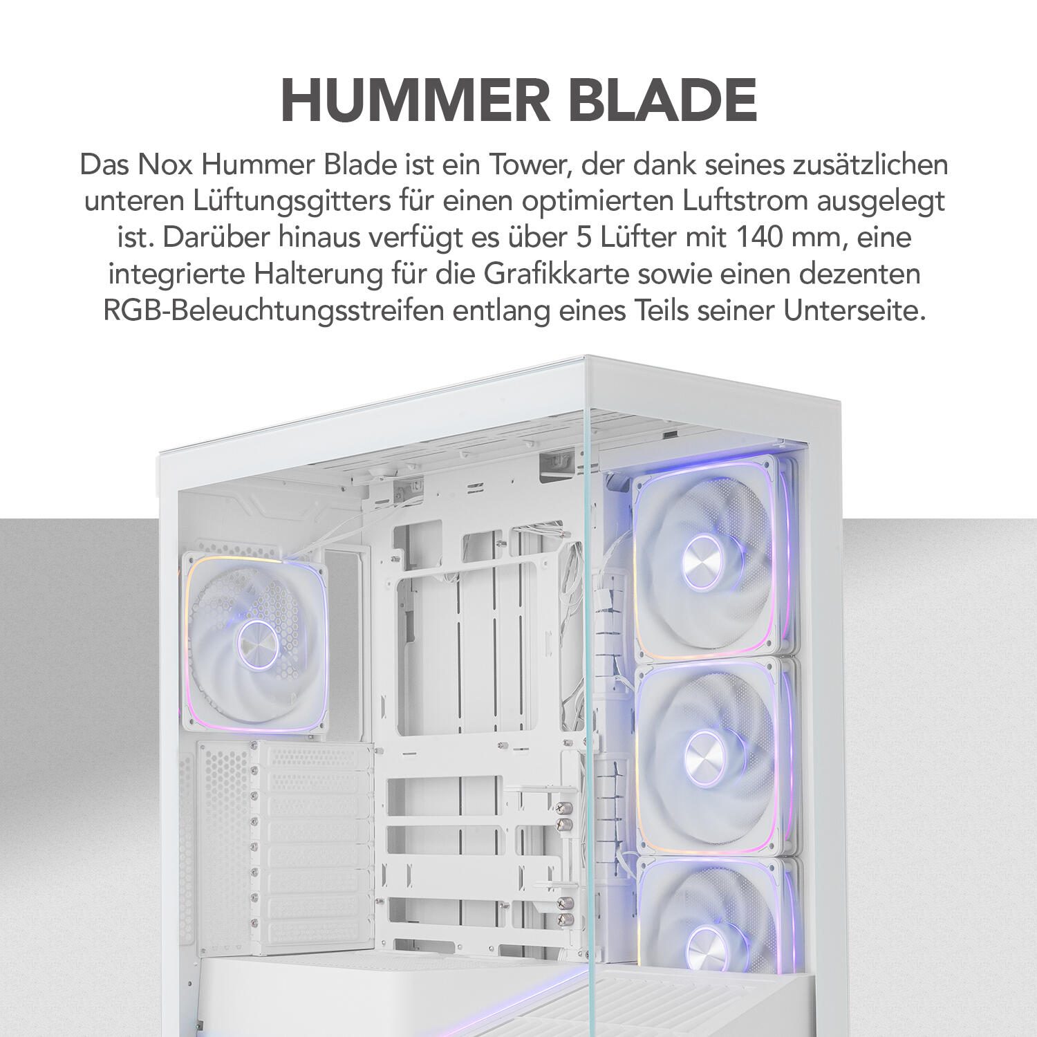 Nox-xtreme NOX HUMMER BLADE ARGB ATX Tower Gehäuse weiß NXHUMMERBLADEWH