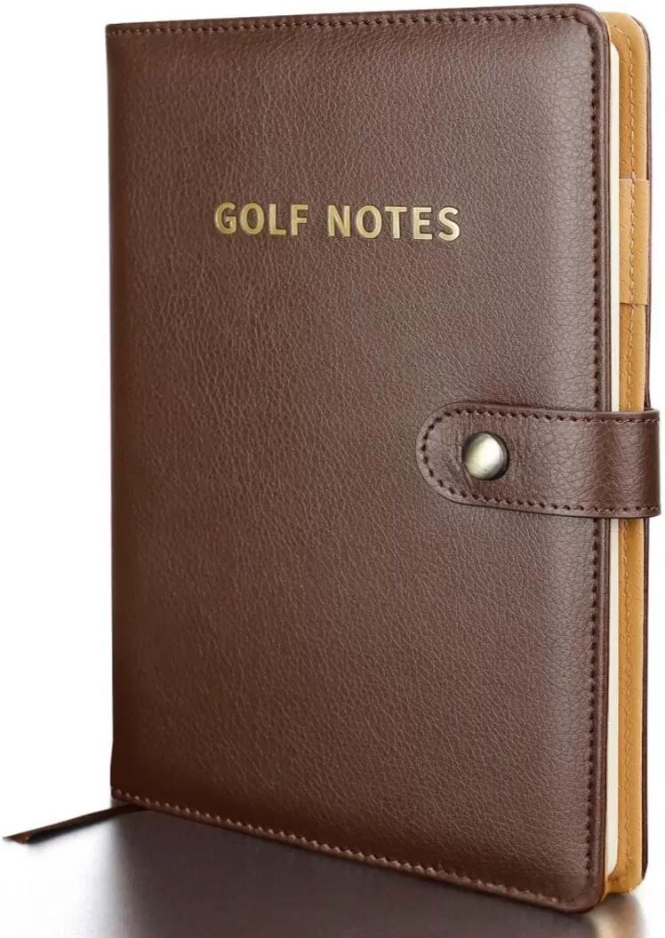 INF Porte-carte de score de golf en cuir PU avec fermeture magnétique et boucle pour stylo Marron