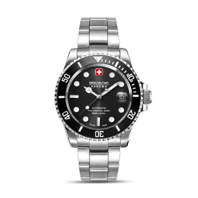 Automatikuhr "Sealord", silberfarben, schwarz, SWISS MILITARY HANOWA, Armbanduhren, Herren, Automatikuhr, Armbanduhr, Herrenuhr, Swiss Made, Mechanische Uhr, Edelstahlarmband