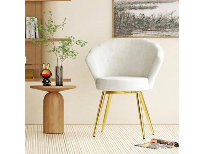 JEOBEST Lot de 1 Fauteuil en Forme de Coquille 42x40x80cm Mousse épaissie Chaise de Salle à Manger en Forme de Fleur Blanc