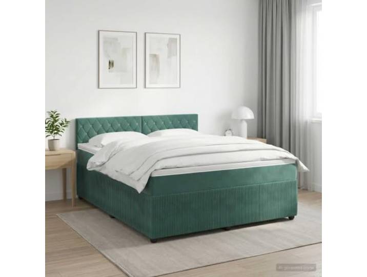 Boxspringbett mit Matratze 160 x 200 cm Samt dunkelgrün Kopfteil verstellbar 78/88 cm, Taschenfedern, waschbare Bezüge, Massivholz und Kiefernholz, solide Struktur