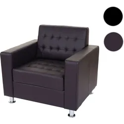 Sessel Kunda, Clubsessel Loungesessel, Kunstleder, Metall-Füße ~ coffee