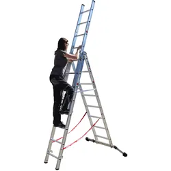 Euroline Premium 30766 Mehrzweckleiter, 3-teilig 3x10 Sprossen mit Vario-Traverse