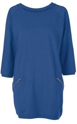 Plus Size Women's Ellos Studio French Terry Zip-Pocket Long Sleeve Scoopneck Tunic by Ellos Studio in Radiant Red (Size 5X)