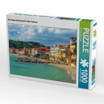 CALVENDO Puzzle Der lange Sandstrand in San Terenzo | 1000 Teile Lege-Größe 64x48cm Foto-Puzzle für glückliche Stunden