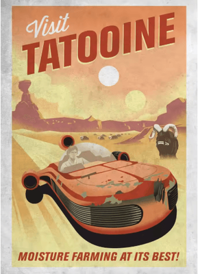 Inspire Picks Retro Galactic Space Poster Tatooine Inspired Sci Fi Canvas Wall Art 1 50x70cm