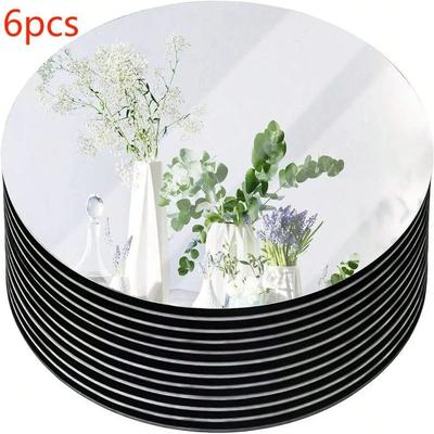 Inspire Essentials 6 Piece Acrylic Round Mirror Plate Set 6 Piece Acrylic Round Mirror Plate Set