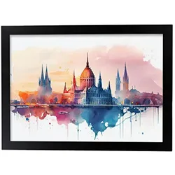 POSTER Budapest Im Aquarell-Stil. A4 Rahmenlos