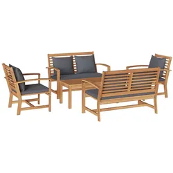 vidaXL Garten-Sofa-Set Natur Teak-Massivholz