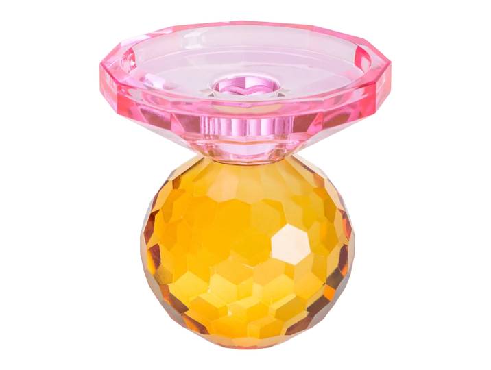 Kerzenhalter Kristall, Byyu, pink/gelb, Glas