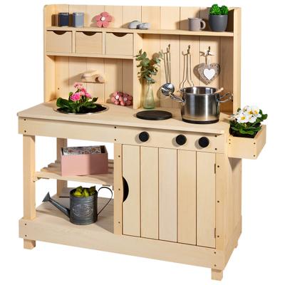 Outdoor-Spielküche MUDDY BUDDY "Explorer", beige (natur), Spielküchen, KinderB:40cm H:105cm T:102cm, Holz, Matschküche, natur, B:40cm H:105cm T:102cm