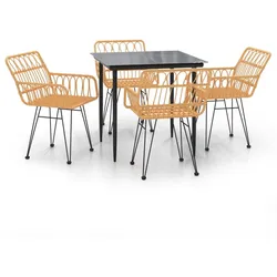 vidaXL 5-tlg. Garten-Essgruppe Poly Rattan