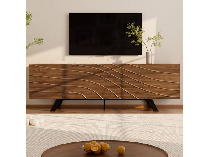 Meuble TV - TANANT - Moderne - Bois MDF - Gestion des câbles intégrée - 160x39x50.5 cm