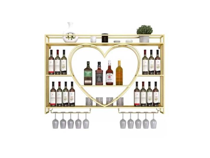 Weinhalter Weinregal Wandmontiertes Bar Weinkühler Küche(Gold,Mittel)