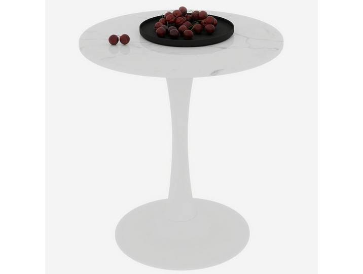 Modfu Couchtisch 70,1 cm rund im minimalistischen Design mit Tischplatte in Marmoroptik, Weiß, Stein, 70x72x70 cm, Wohnzimmer, Wohnzimmertische, Couchtische