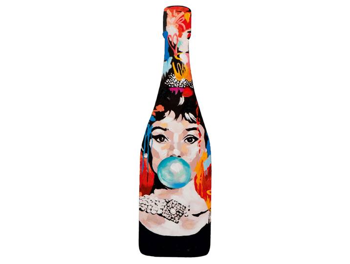 Holzbild Blue Bubble Bottle Mischgewebe Multicolor 20 x 70 x 1cm