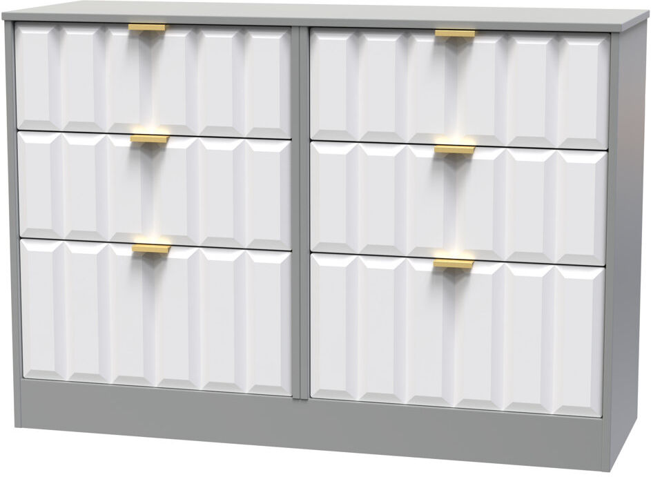 Latitude Run Besian 115 cm W Chest of 6 Drawers White Matt/Dusk Grey 82cm H X 115cm W X 40cm D