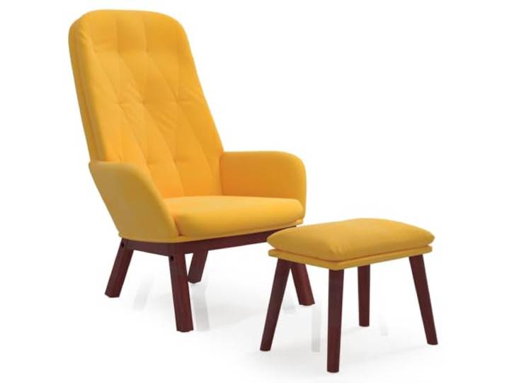 NLQMSU Relaxsessel mit Fußstütze, Senfgelb, Samt Weicher Samt, Füße aus massivem Gummibaumholz, robuster Metallrahmen, Fußstütze, zusätzlicher Sitz, elegantes Design