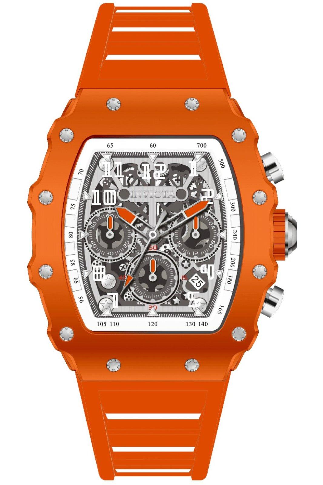 INVICTA Racing 69697 Herrenuhr - Quarzwerk - Acryl mit silbernem Zifferblatt - 43 mm