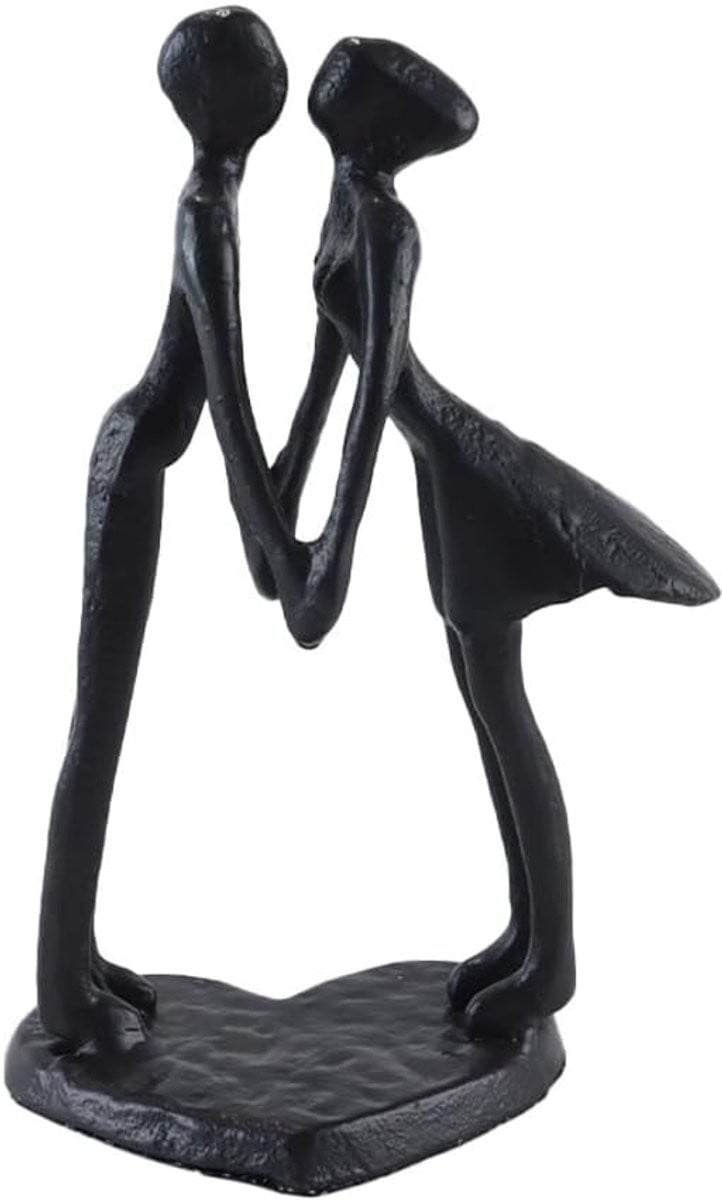 Moderne decoratieve beeldjes van een kussend stel in gietijzer - Romantische sculpturen voor huwelijkscadeaus en jubileumgeschenken