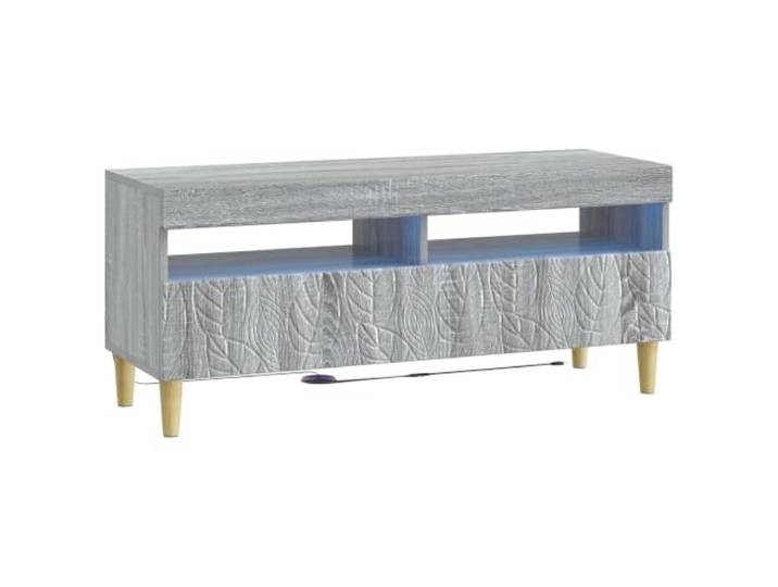 KTHLBRH TV-Schrank Sonoma aus Holz, modern, Grau Flexible LED-Leuchten, 90 ° umkehrbare Anschlüsse, feuchtigkeitsbeständig, großer Stauraum, schlankes Design