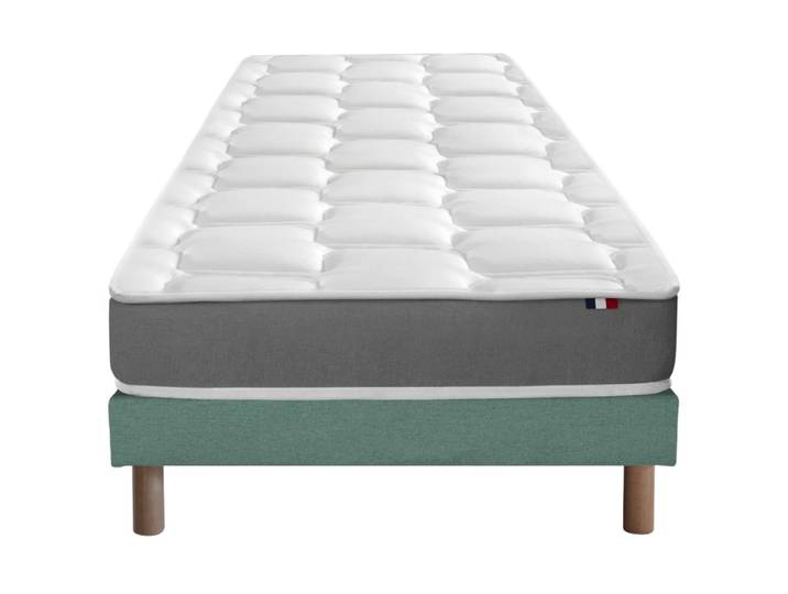 Ensemble matelas mémoire forme sommier vert 90x200