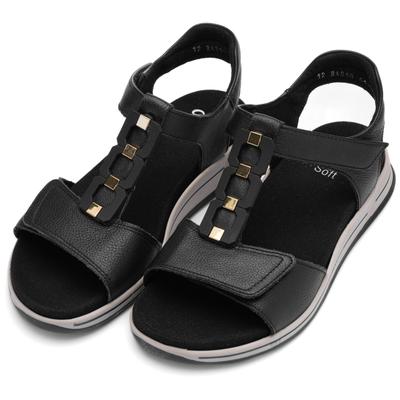 Keilsandalette ARA "OSAKA-S", Damen, Gr. 38, schwarz, Glattleder, unifarben, Basic, Schuhe, Keilabsatz, Riemchensandale mit High Soft-Funktion, H-Weite