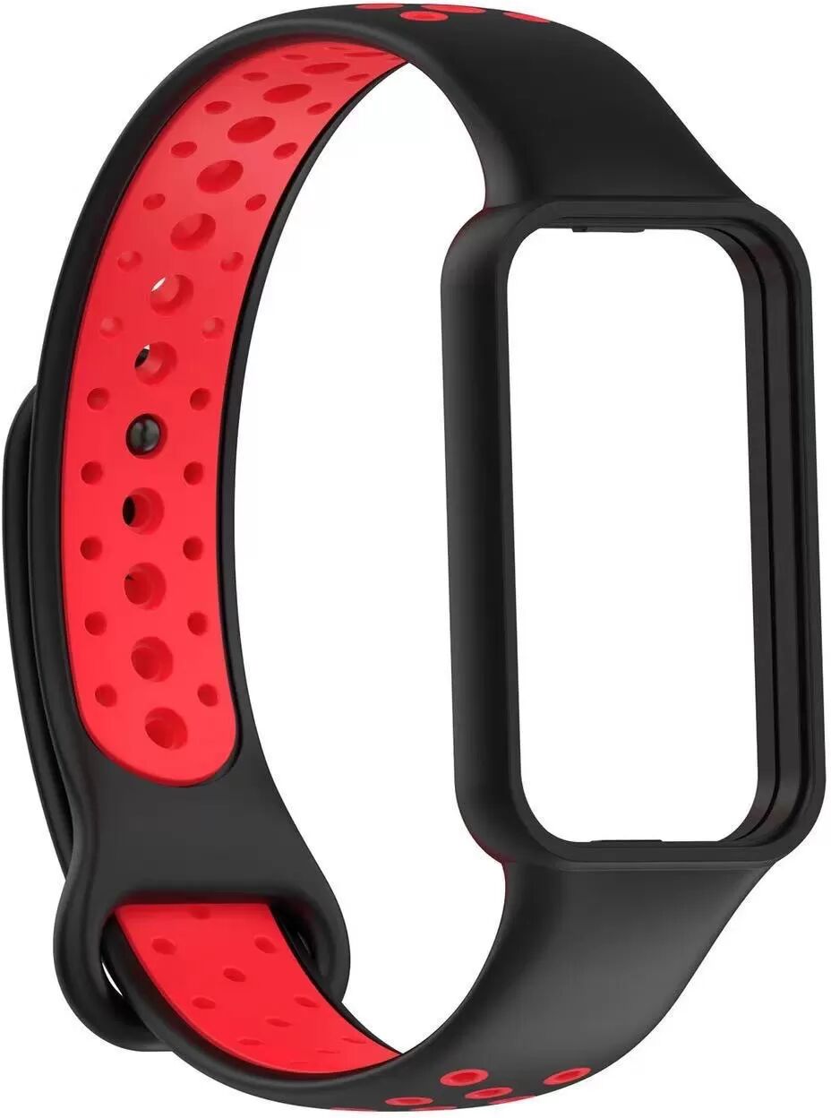INF Zweifarbige Ersatzarmband kompatibel mit Redmi Band 2 - Schwarz und Rot TPU Armband
