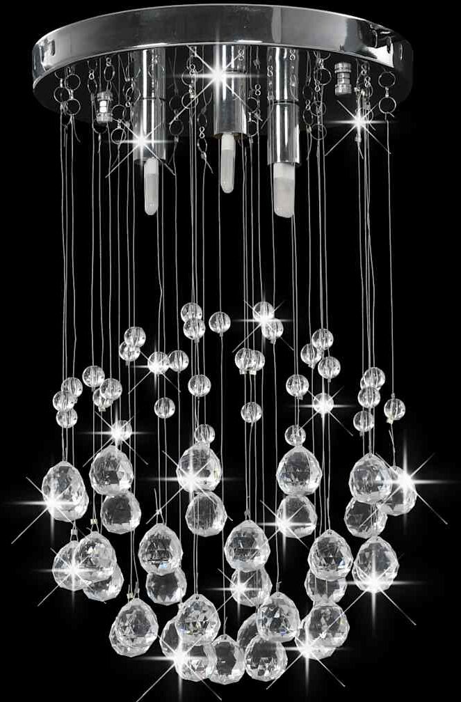 vidaXL Plafonnier avec perles de cristal Argenté Sphère 3 ampoules G9