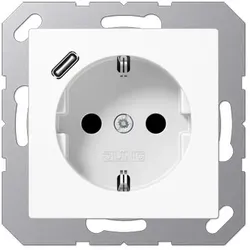 JungSCHUKO-Steckdose mit USB-Ladegerät Typ C (alpinweiß)