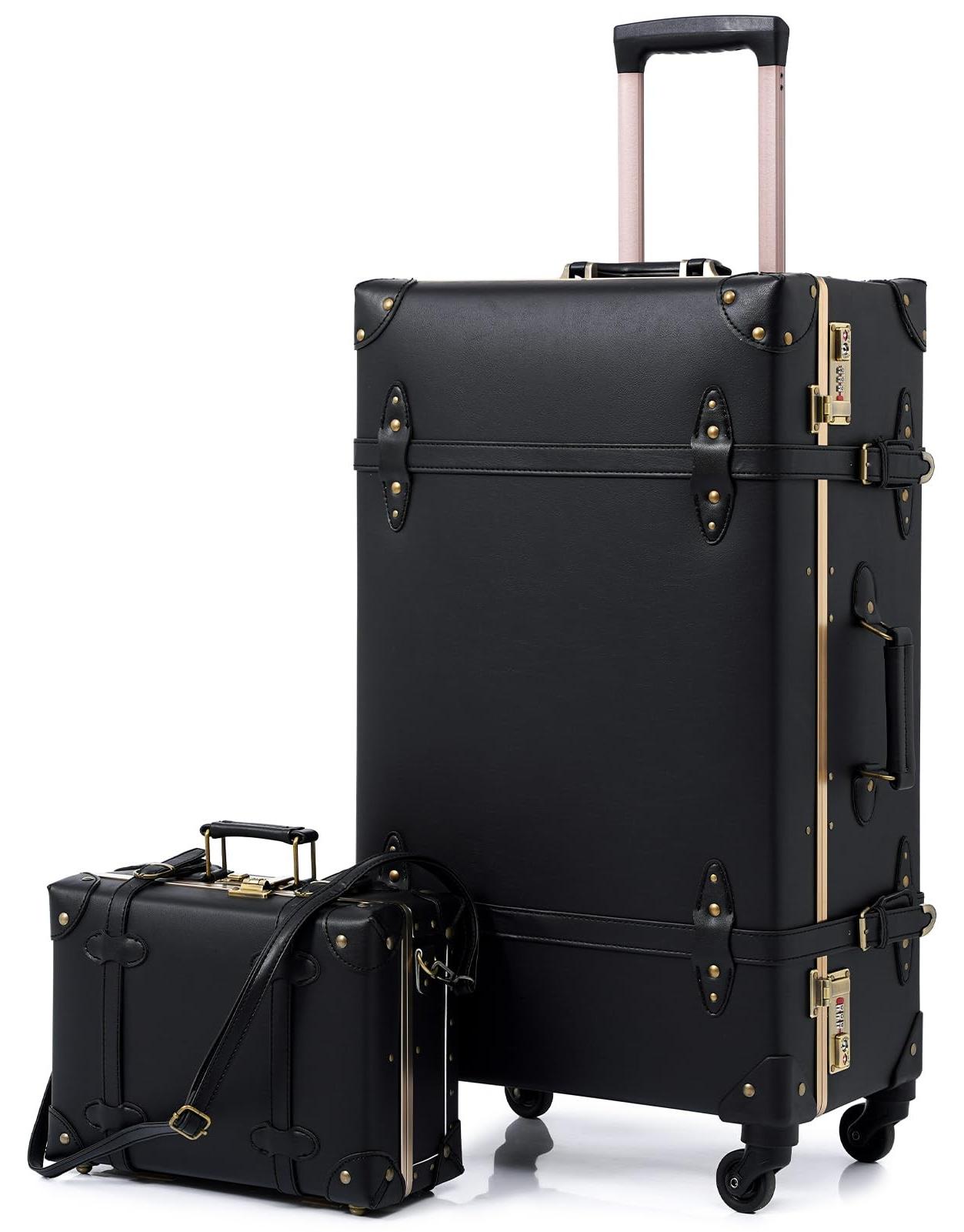 Vintage Trolley Koffer mit Rollen im 2-teiligen Set