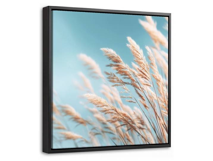 LEINWAND Bilder mit Rahmen - Ziergras - Wind - Hellbraun - 20x20