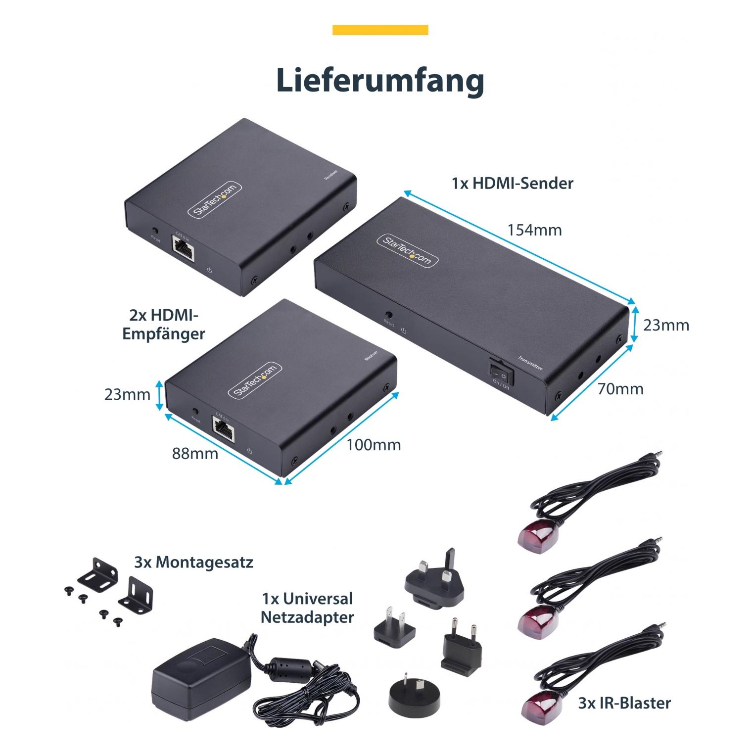 StarTech 2-Port HDMI Extender and Splitter Over CAT6 (4K7012IC-EXTEND-HDMI)