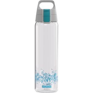 SIGG Trinkflasche Total Clear ONE MyPlanet kohlensäuregeeignet, aus Kunststoff, transparent / hellblau, mit Sieb, 750 ml