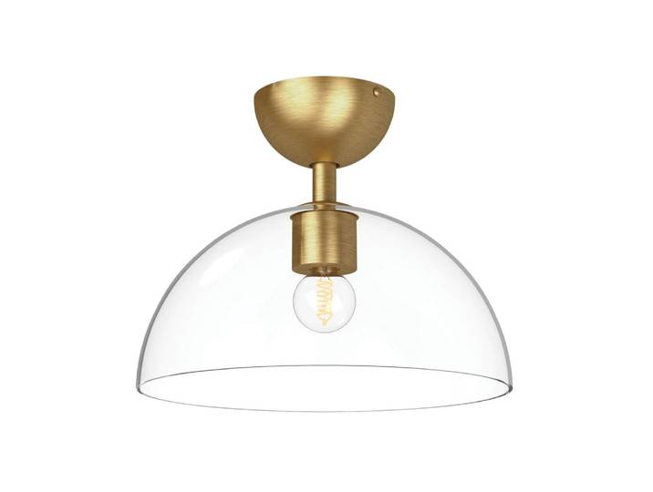 Semi-Plafonnier Acier, Verre Transparent Or brossé