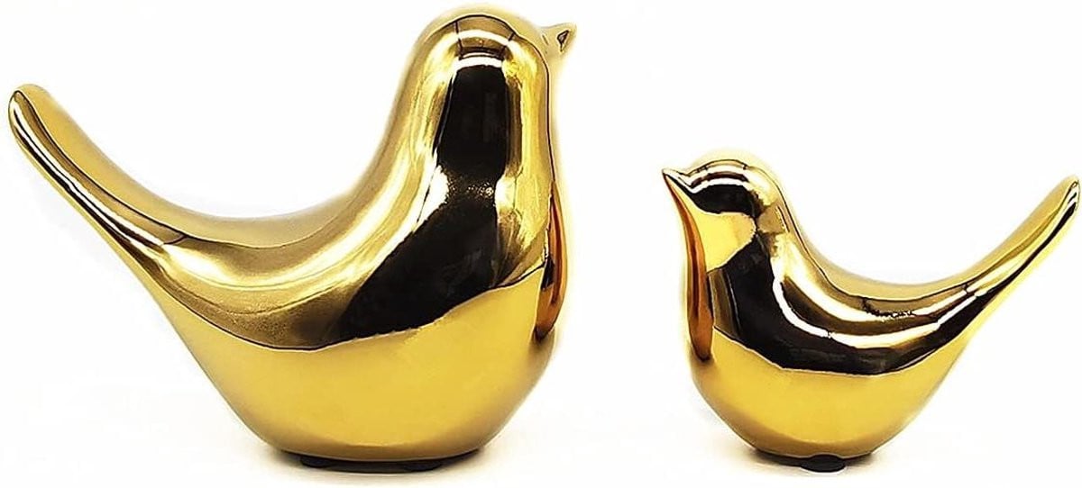 Set van 2 gouden vogel ornamenten voor moderne woonkamer decoratie