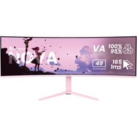 Nova 49TUW165, Gaming-Monitor 124.5 cm (49 Zoll), pink, UWQHD, VA, Curved, HDMI, DP, USB-C, USB-Hub, 165Hz Panel