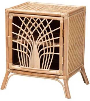 Danna Modern Bohemian Natural Brown Rattan Nightstand by Baxton Studio in Natural Brown Rattan