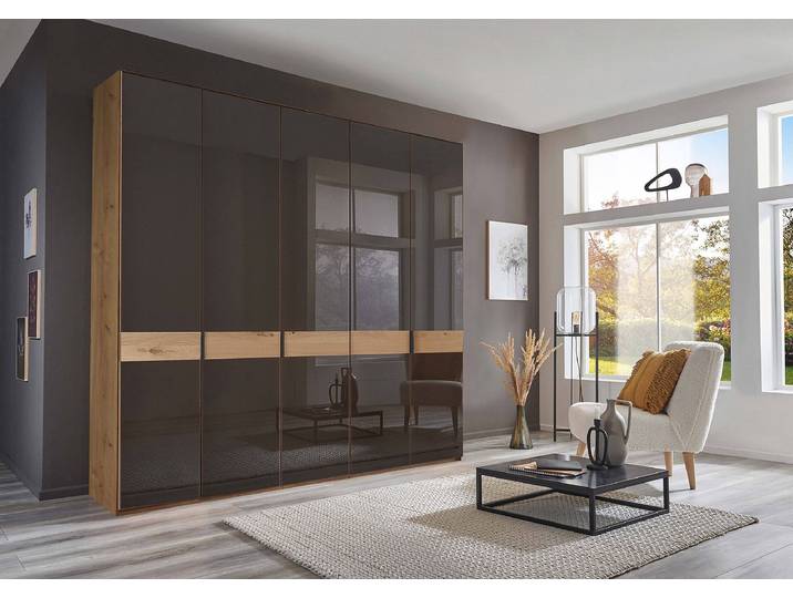 Drehtürenschrank - Glastür B 246 x 216cm Braun/Mokka