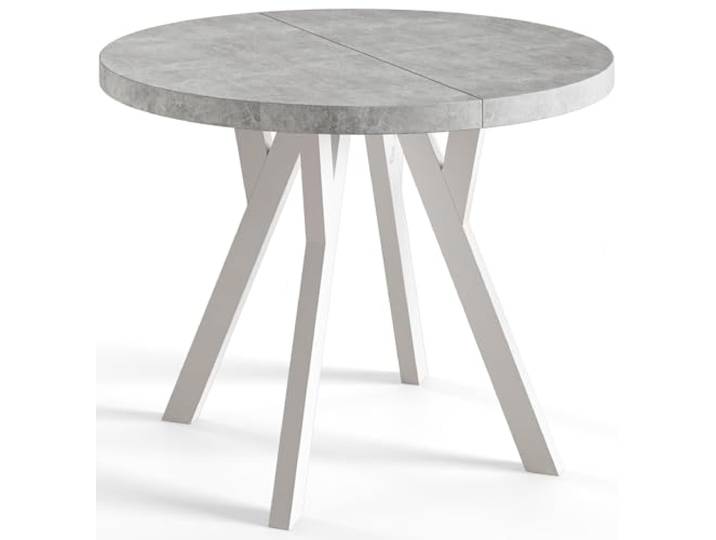 AlpiMeble Esstisch Ausziehbar OVO, 90-190cm, Stabile Beine, At Runder Tisch, Moderner Design, Wohnzimmertisch und Küchentisch, Stabile Konstruktion, Weiße Beine