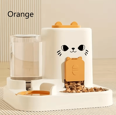 Inspire Curations Large Capacity Automatic Pet Feeder & Water Dispenser Set orange