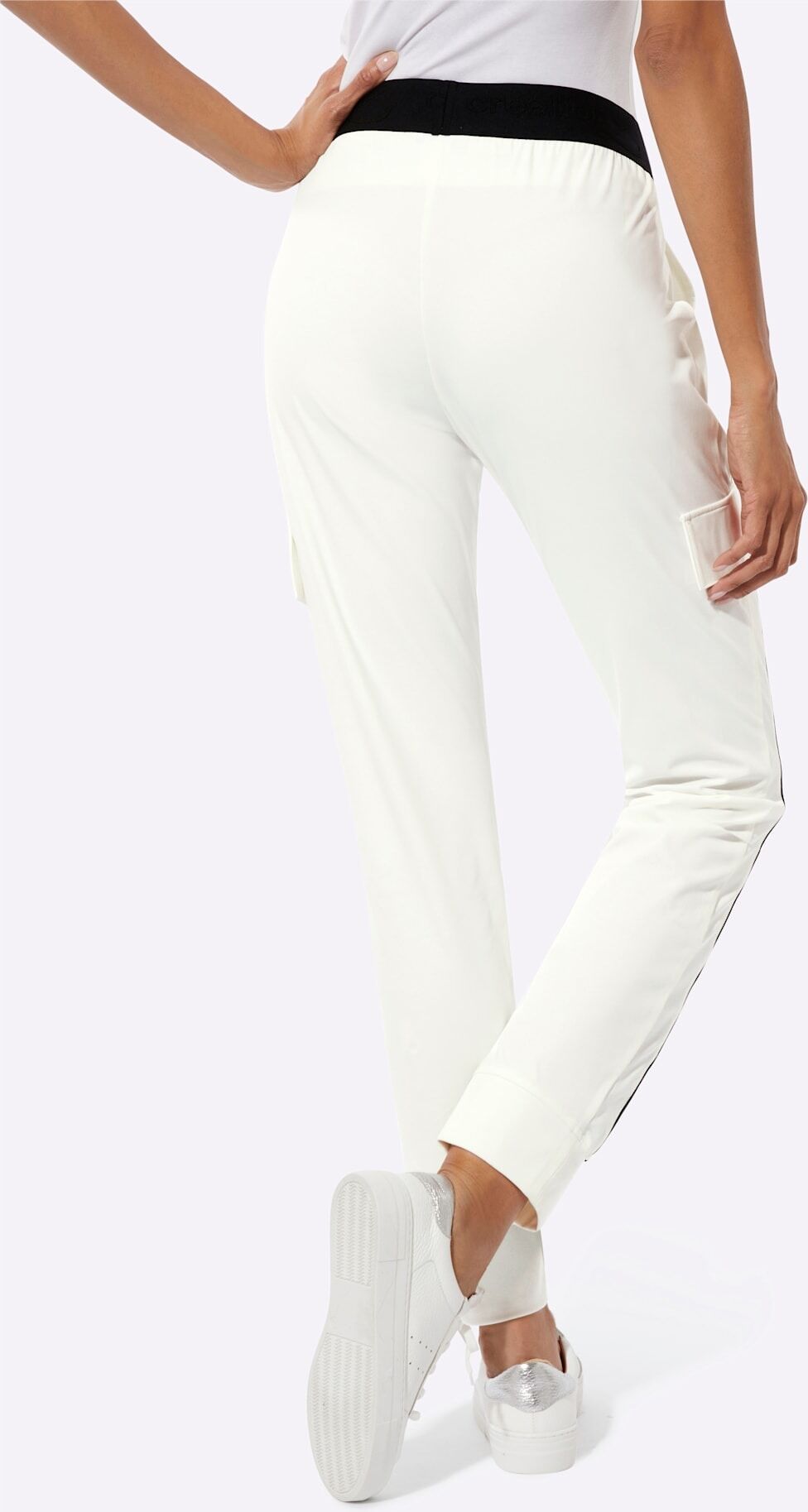 Jogger Pants CREATION L, Damen, Gr. 50, Normalgrössen, weiss (ecru), 75% Polyamid, 25% Elasthan, unifarben, Hosen Jogger Pants ecru 50, Normalgrössen