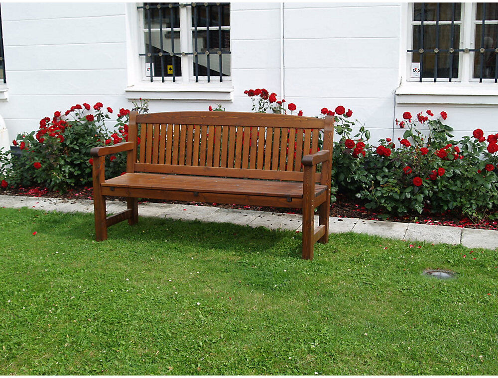 kaiserkraft Holzsitzbank, braun, Gesamthöhe 930 mm, 3-Sitzer