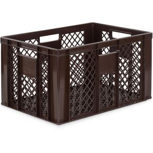 Alpha-Paletten Eurobox braun, 61 Liter, lebensmittelecht, Boden & Wände durchbrochen, offene Griffe, 60 x 40 x 32cm