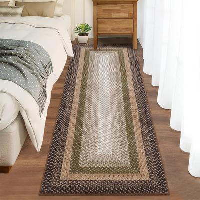Garvee Farmhouse Braided Printed Washable Rug